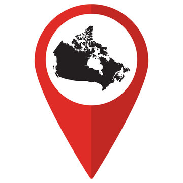 recommend clip art: Canada map. Map of Canada on map pin icon red color isolated