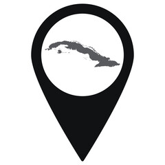 Cuba map. Map of Cuba on map pin icon black color isolated