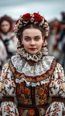 Fototapeta premium Portrait of a Young Woman in Traditional Ukrainian Dress.