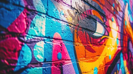 Obraz premium Vibrant Graffiti Covered Concrete Canvas with Bold Abstract Street Art Murals