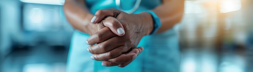 Fototapeta premium Close-up of African American Doctor's Hands.