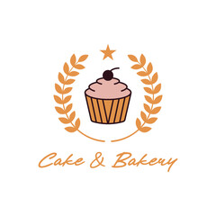 cupcake cake bakery logo design concept idea