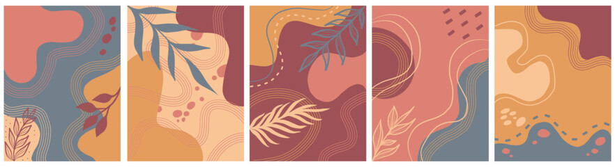 Set Of Abstract Creative Backgrounds with red, blue, pink, brown,yellow color