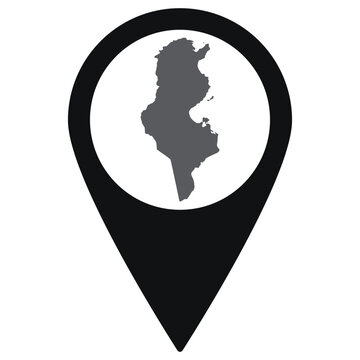 recommend clip art: Tunisia map. Map of Tunisia on map pin icon black color isolated