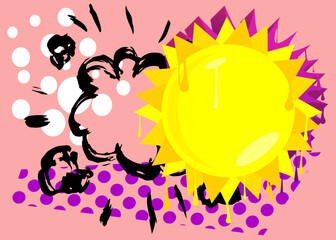 Summer Sun graffiti. Abstract modern street art decoration performed in urban painting style.