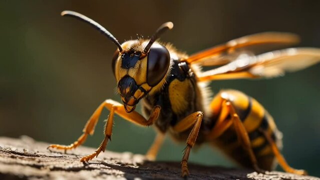 close up of a wasp on a leaf
