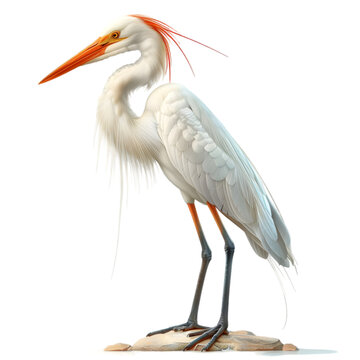 recommend clip art: White Heron with Red Crest., transparent, cut out