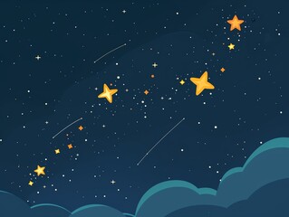 Fototapeta premium Big Dipper constellation, prominent stars, flat design illustration