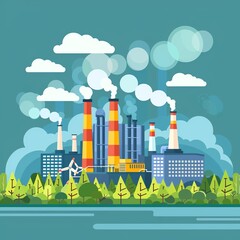 Obraz premium Air pollution control, green energy solutions, flat design illustration