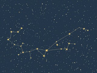 Fototapeta premium Big Dipper constellation, prominent stars, flat design illustration