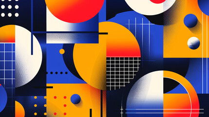 Modern geometric design with bold shapes and vibrant colors
