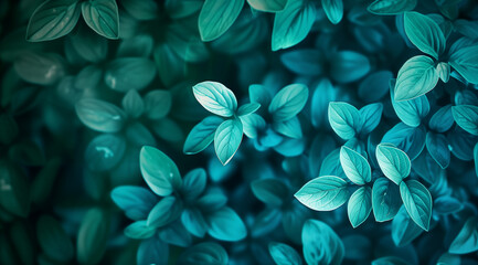 A background of teal leaves in the style of digital art