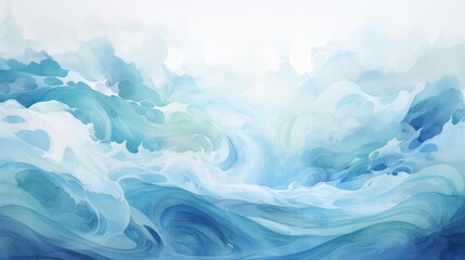 Obraz premium A calming abstract illustration with horizontal washes of blue and white, mimicking gentle ocean waves