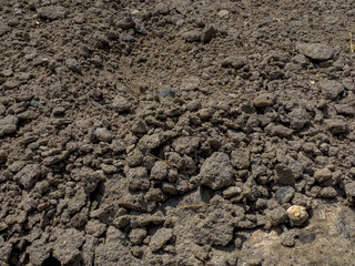 Concrete chips on a sunny day.