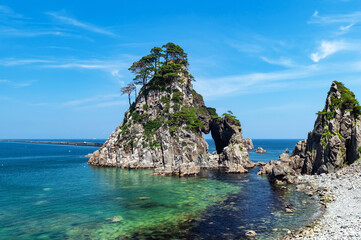 Naklejka premium 【岩手県久慈市小袖海岸】つりがね洞には夫婦の強いきずなを物語る言い伝えがある。