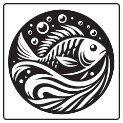 Fish silhouette best new logo vector , Vector set of linear logos and emblems fish and fishing abstract design elements 