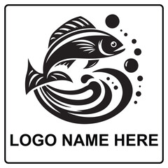 Fish silhouette best new logo vector , Vector set of linear logos and emblems fish and fishing abstract design elements 