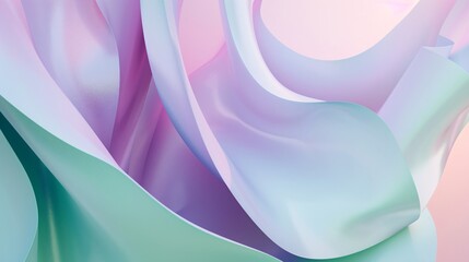 3D render of a vibrant mix green and purple abstract background with angular shapes, crafting a minimalist style object at the upper part of the picture on a pastel pink isolate background