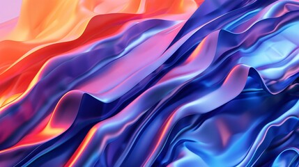 Fototapeta premium 3D render of a vibrant mix blue and orange abstract background with irregular shapes, creating an artistic style object at the upper part of the picture on a pastel violet isolate background