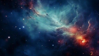 Obraz premium A cosmic abstract background illustration with deep blues and sparkling stars, simulating the vast expanse of outer space