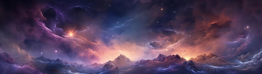 Fototapeta premium A cosmic abstract background illustration with deep blues and sparkling stars, simulating the vast expanse of outer space