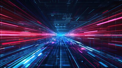 Futuristic Sci-Fi Empty Digital Billboard with Holographic Lines on Dark Background