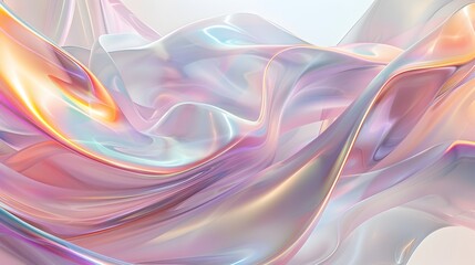 Minimalist Abstract Composition: Iridescent 3D Render with Pastel Hues in