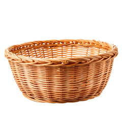Obraz premium Empty wicker basket isolate on transparent png. 