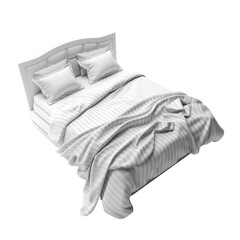 Bed with pillows isolate on transparent png.