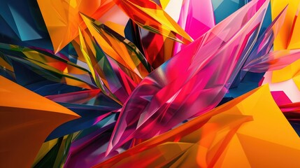 A stunning mix of vibrant colors and geometric shapes, blending together to create a dynamic and visually captivating abstract image.