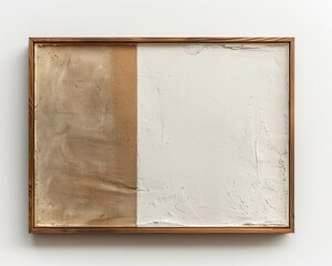 Fototapeta premium realistic mock up empty simple wooden photo frame, gallery wall on white wall