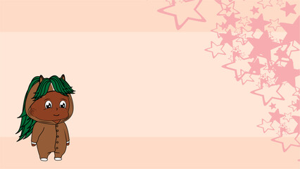 cute horse pajama kid cartoon background in vector format