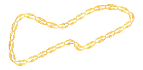 Stunning Gold Chain Isolated On White Background, Doodle Drawing Style Jewelry Vector Illustration.	