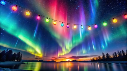 A mesmerizing display of colorful lights in the night sky, Northern lights