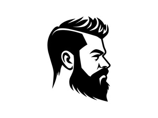 Bearded men's  face silhouette vector illustration