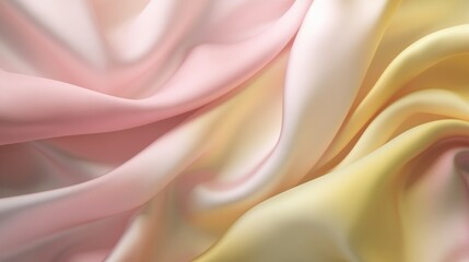 Close-Up Macro Photography of Silk Fabric with Elegant Folds and Smooth Fluidity, Showcasing Abstract Art and Detailed Texture
