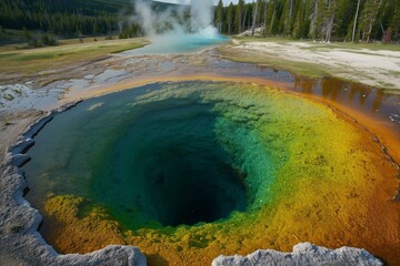 Stunning image of the morning glory hot spring in yellowstone national park with vivid colors