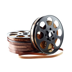 Old film reel isolate on transparent png.
