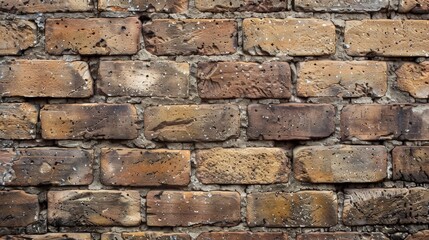 Fototapeta premium A rustic brick wall background with weathered textures, ideal for adding a touch of urban charm and character.