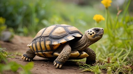 Obraz premium closeup cute wild tortoise in the nature