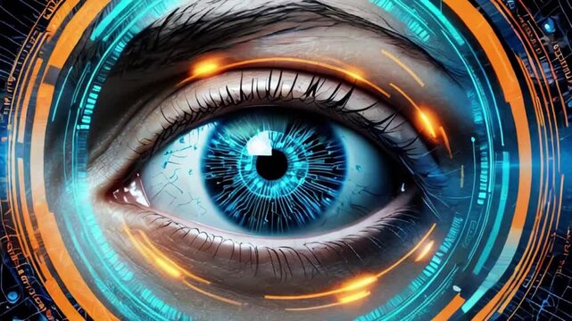 futuristic digital eye data network and cyber security technology background