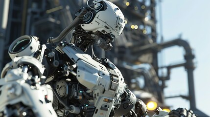 Fototapeta premium robots working seamlessly alongside humans in an industrial setting. 