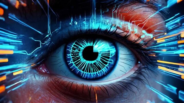 futuristic digital eye data network and cyber security technology background