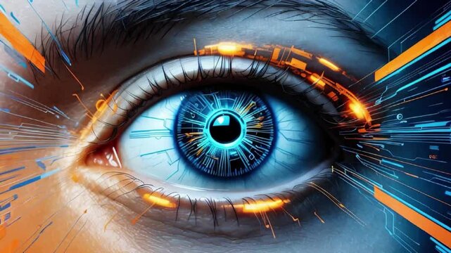 futuristic digital eye data network and cyber security technology background