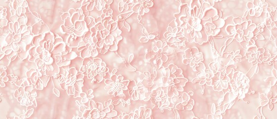 A pastel blush pink background with delicate lace designs