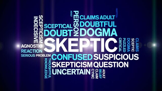 Skeptic animated word cloud;text design animation tag kinetic typography seamless loop.