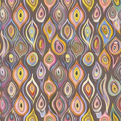 Fototapeta premium Exotic Indian Paisley Print with Vibrant Orange, Pink, Green, and Purple