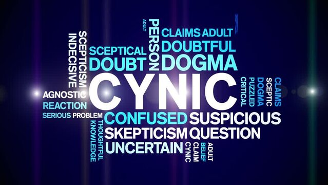 cynic animated word cloud;text design animation tag kinetic typography seamless loop.