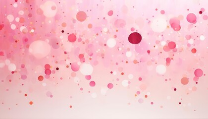 A festive abstract background illustration with bright confettilike dots scattered across a light pink canvas