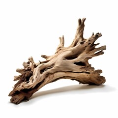 Fototapeta premium Driftwood on white background, AI Generated